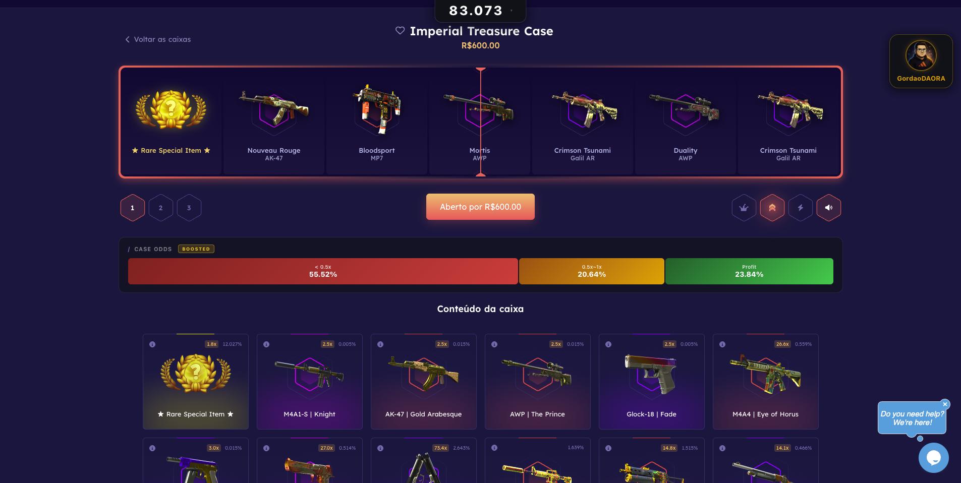 Case odds modo booster