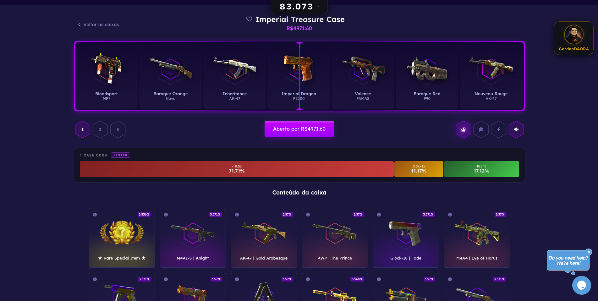 Case odds modo Jester